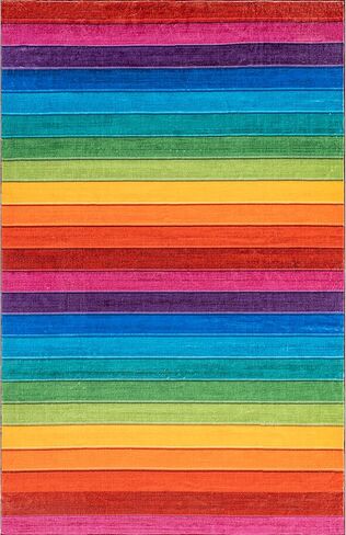 nuLOOM Henriette Rainbow Machine Washable Kids Area Rug, 4x6, Multi in Saudi Arabia