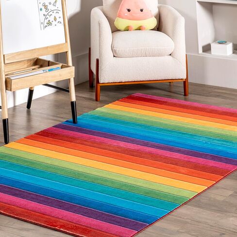 nuLOOM Henriette Rainbow Machine Washable Kids Area Rug, 4x6, Multi in Saudi Arabia