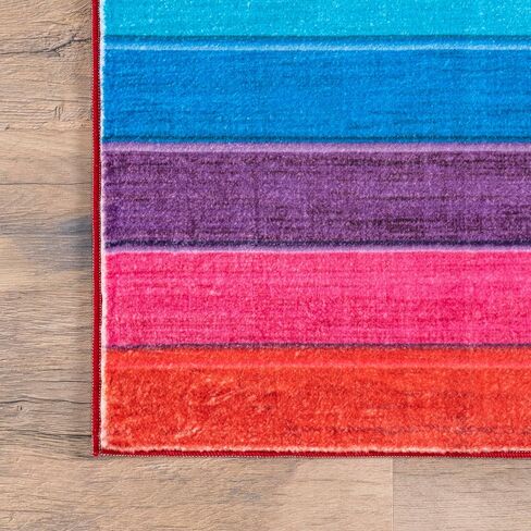 nuLOOM Henriette Rainbow Machine Washable Kids Area Rug, 4x6, Multi in Saudi Arabia