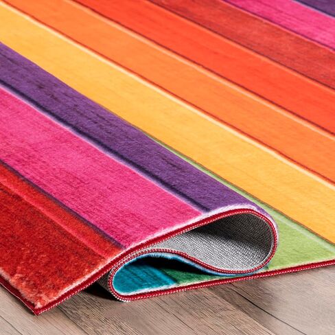 nuLOOM Henriette Rainbow Machine Washable Kids Area Rug, 4x6, Multi in Saudi Arabia