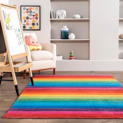 nuLOOM Henriette Rainbow Machine Washable Kids Area Rug, 4x6, Multi in Saudi Arabia