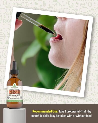 RawGuru Organic Reishi Mushroom Tincture - Reishi Mushroom Extract with Natural Trace Minerals - Nano-Processed Cognitive & Immune Support Supplement - 60 Servings of Vegan Drops per 60 ml, Pack of 1 in Saudi Arabia