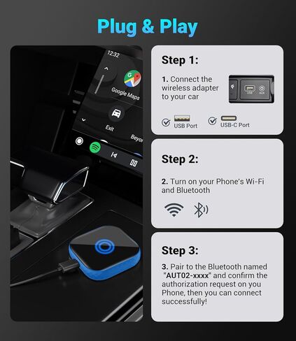 2 في 1 CarPlay اللاسلكي ومحول Android التلقائي اللاسلكي، دونجل Android Auto اللاسلكي لسيارات CarPlay السلكية في المصنع، التوصيل والتشغيل، تحويل السلكية إلى لاسلكية، الاتصال التلقائي، التحديث عبر الإنترنت in Kuwait