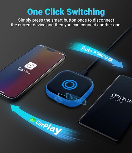 2 في 1 CarPlay اللاسلكي ومحول Android التلقائي اللاسلكي، دونجل Android Auto اللاسلكي لسيارات CarPlay السلكية في المصنع، التوصيل والتشغيل، تحويل السلكية إلى لاسلكية، الاتصال التلقائي، التحديث عبر الإنترنت in Kuwait