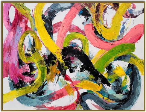 Yihui Arts Abstract Canvas Wall Arts - Hand Painted Textured Contemporary Artwork for Modern Home Decor in Saudi Arabia