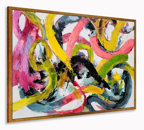 Yihui Arts Abstract Canvas Wall Arts - Hand Painted Textured Contemporary Artwork for Modern Home Decor in Saudi Arabia