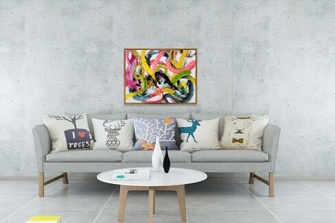 Yihui Arts Abstract Canvas Wall Arts - Hand Painted Textured Contemporary Artwork for Modern Home Decor in Saudi Arabia
