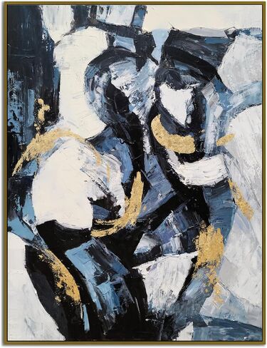 Yihui Arts Abstract Canvas Wall Arts - Hand Painted Textured Contemporary Artwork for Modern Home Decor in Saudi Arabia