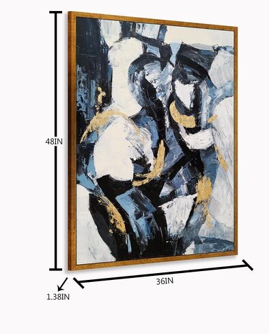 Yihui Arts Abstract Canvas Wall Arts - Hand Painted Textured Contemporary Artwork for Modern Home Decor in Saudi Arabia