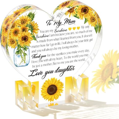 Gifts for Mom Birthday Gifts for Mom from Daughter Son Delicate Rose Acrylic Heart Plaque Mom Present 5.9 x 5.9 inch Thanksgiving Christmas Valentines Mothers Day Birthday Gifts for Mom in Kuwait