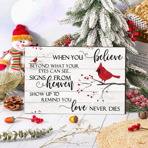 الأحمر الكاردينال زينة عيد الميلاد عيد الميلاد الكاردينال علامة خشبية صدق الحب لا يموت أبدا ملهمة الكاردينال الطيور كلمة لوحة الحائط للكهف بار المطبخ غرفة نوم المنزل ديكور عيد الميلاد، 12 × 8 بوصة in Kuwait