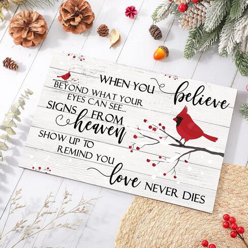 الأحمر الكاردينال زينة عيد الميلاد عيد الميلاد الكاردينال علامة خشبية صدق الحب لا يموت أبدا ملهمة الكاردينال الطيور كلمة لوحة الحائط للكهف بار المطبخ غرفة نوم المنزل ديكور عيد الميلاد، 12 × 8 بوصة in Kuwait