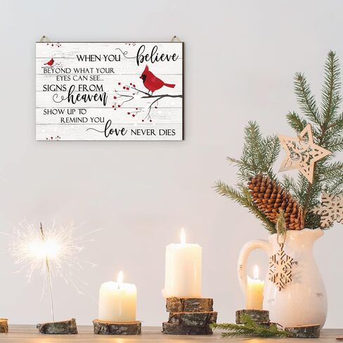 الأحمر الكاردينال زينة عيد الميلاد عيد الميلاد الكاردينال علامة خشبية صدق الحب لا يموت أبدا ملهمة الكاردينال الطيور كلمة لوحة الحائط للكهف بار المطبخ غرفة نوم المنزل ديكور عيد الميلاد، 12 × 8 بوصة in Kuwait