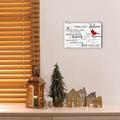 الأحمر الكاردينال زينة عيد الميلاد عيد الميلاد الكاردينال علامة خشبية صدق الحب لا يموت أبدا ملهمة الكاردينال الطيور كلمة لوحة الحائط للكهف بار المطبخ غرفة نوم المنزل ديكور عيد الميلاد، 12 × 8 بوصة in Kuwait