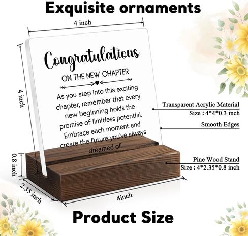 Congratulations on The New Chapter Acrylic Sign with Wooden Stand, New Job Gift for Colleague, Promotion Gift for Coworker, Graduation Retirement Farewell Gifts for Friend, New Chapter Gift in Saudi Arabia