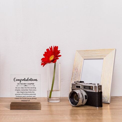 Congratulations on The New Chapter Acrylic Sign with Wooden Stand, New Job Gift for Colleague, Promotion Gift for Coworker, Graduation Retirement Farewell Gifts for Friend, New Chapter Gift in Saudi Arabia