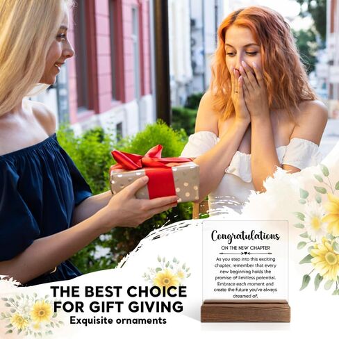 Congratulations on The New Chapter Acrylic Sign with Wooden Stand, New Job Gift for Colleague, Promotion Gift for Coworker, Graduation Retirement Farewell Gifts for Friend, New Chapter Gift in Saudi Arabia
