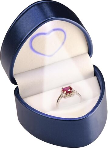 LED Ring Box for Proposal, Wedding, Engagement..Unique Designed Heart to Heart Idea PU Leather Heart Shaped Ring Jewelry Gift Box with Light for Women for Men (Blue) in Kuwait