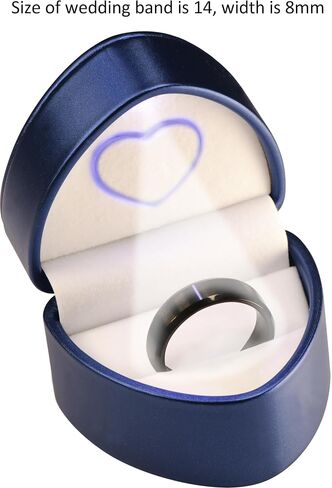 LED Ring Box for Proposal, Wedding, Engagement..Unique Designed Heart to Heart Idea PU Leather Heart Shaped Ring Jewelry Gift Box with Light for Women for Men (Blue) in Kuwait