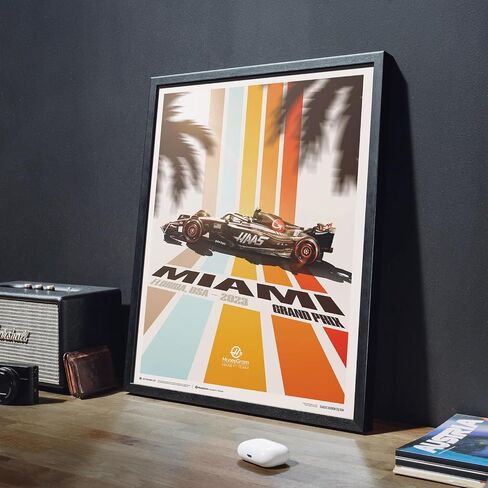 فريق هاس F1 - ميامي - 2023 | إصدار محدود، 19.75 × 27.5 بوصة ديكور الغرفة وتذكارات السباق للرجال والمراهقين، ملصقات فنية للسيارات، لوحة فنية جدارية على شكل كهف رجل، مطبوعات بضائع F1 in Saudi Arabia