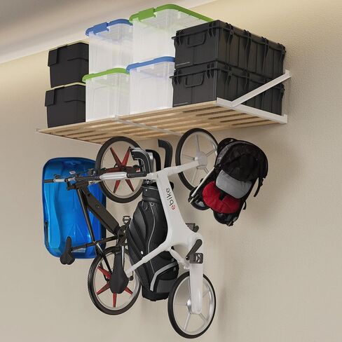 4 Feet Garage Shelving Wall,White Universal Garage Storage Kit,Garage Wall Mounted Shelving System for Garage/Laundry/Kitchen/Hut (4-ft Length x 20-in Depth) in Saudi Arabia