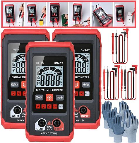 XIRUJNFD Smart Digital Multimeter, Ht123 Smart Digital Multimeter, Tm-510 4000 Counts Smart Digital Multimeter HT123 Automatic Digital Multimeter, Voltage Tester with Non-Contact Voltage for AC/DC (1) in Saudi Arabia