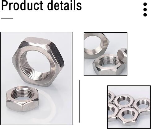 20 Pcs M10-1.0mm Fine Teeth Hex Nuts Thin,Metal Nuts,Steel Nut for Mechanical Equipment,Construction Repair Silver(Thickness:2.5mm/0.09in) in Saudi Arabia