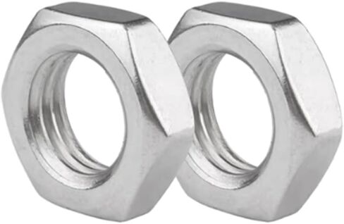 20 Pcs M10-1.0mm Fine Teeth Hex Nuts Thin,Metal Nuts,Steel Nut for Mechanical Equipment,Construction Repair Silver(Thickness:2.5mm/0.09in) in Saudi Arabia
