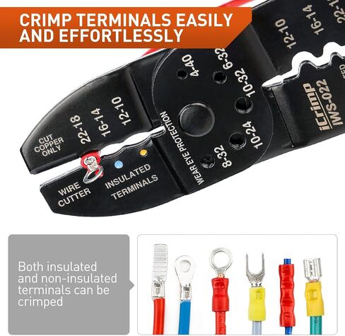 iCrimp 5-in-1 Multipurpose Electricians Pliers, Wire Stripper, Cable Cutters, Crimping Tool for Insulated and Non-insulated Terminals IWS-022 in Saudi Arabia