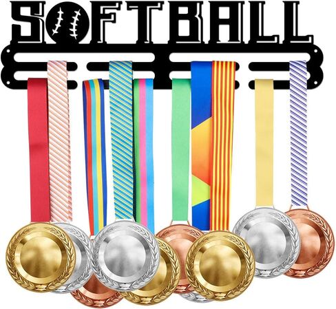 SUPERDANT Female Softball Medal Holder Display Hanger Women’s Sports Medal Hanger Awards Ribbon Cheer Softball Holder Display Rack Wall Mount Hook for Athletes Players Gifts for Girls in Saudi Arabia