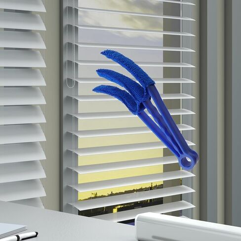 4Pack Blind Cleaner Duster Tool 7 Removable Microfiber Sleeves for Wood Blinds Dust Dirt(Blue) in Saudi Arabia