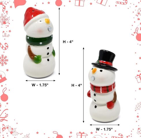Gift Boutique Snowman Christmas Salt and Pepper Shaker Set Ceramic Snowmen Couple Magnetic Kissing Mr. and Mrs. Figurine Table Holiday Decorations in Saudi Arabia