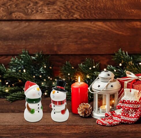 Gift Boutique Snowman Christmas Salt and Pepper Shaker Set Ceramic Snowmen Couple Magnetic Kissing Mr. and Mrs. Figurine Table Holiday Decorations in Saudi Arabia