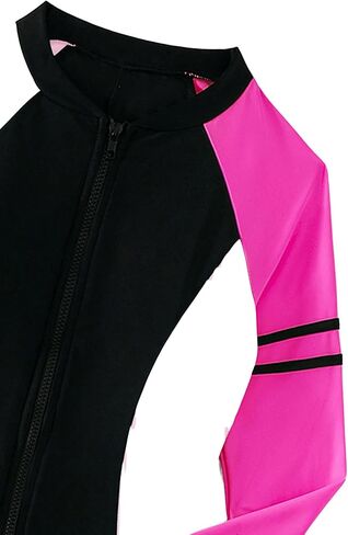 Floerns Women's Colorblock Long Sleeve Zip Up Rash Guard Surfing One Piece Swimsuit in Saudi Arabia