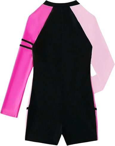 Floerns Women's Colorblock Long Sleeve Zip Up Rash Guard Surfing One Piece Swimsuit in Saudi Arabia