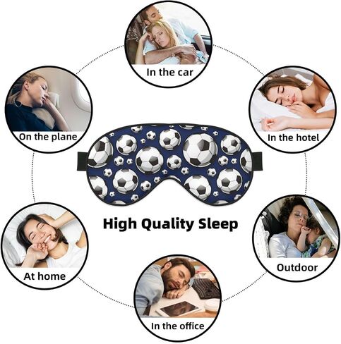 Black and White Football Sleep Mask Eye Mask with Adjustable Strap Eye Sleep Shade Cover Blocks Light for Women Men Airplane Travel Nap in Saudi Arabia