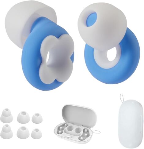 Ear Plugs for Sleeping, Noise Reduction Soft Silicone Earplugs with 4 Pairs Ear Tips&One Stylish Headphone Case, Side Sleeper's Gospel-Hearing Protection, Reduction 25dB-30dB (Gemstone Blue, Small) in Saudi Arabia
