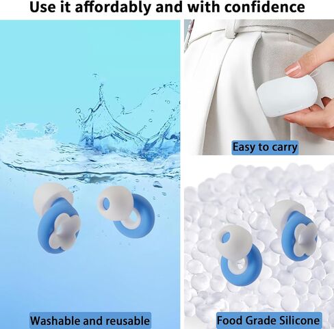 Ear Plugs for Sleeping, Noise Reduction Soft Silicone Earplugs with 4 Pairs Ear Tips&One Stylish Headphone Case, Side Sleeper's Gospel-Hearing Protection, Reduction 25dB-30dB (Gemstone Blue, Small) in Saudi Arabia