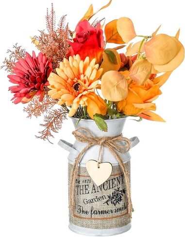 Umigy الخريف زهرة اصطناعية التوت ينبع مع مزهرية عيد الشكر الجدول المركزية ترتيبات الزهور فروع ريفي يختار لحصاد الخريف عيد الميلاد مزرعة المنزل ديكور مكتب داخلي (زهرة) in Kuwait