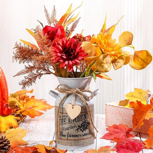 Umigy الخريف زهرة اصطناعية التوت ينبع مع مزهرية عيد الشكر الجدول المركزية ترتيبات الزهور فروع ريفي يختار لحصاد الخريف عيد الميلاد مزرعة المنزل ديكور مكتب داخلي (زهرة) in Kuwait
