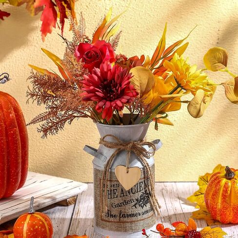 Umigy الخريف زهرة اصطناعية التوت ينبع مع مزهرية عيد الشكر الجدول المركزية ترتيبات الزهور فروع ريفي يختار لحصاد الخريف عيد الميلاد مزرعة المنزل ديكور مكتب داخلي (زهرة) in Kuwait