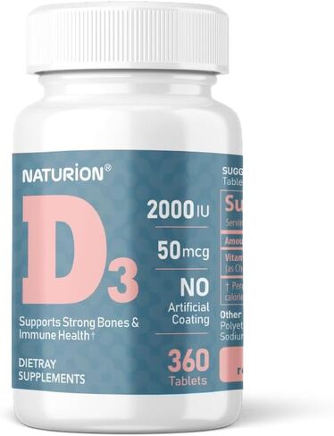 Vitamin D3 2000iu (50 mcg) - Bones, Teeth, Muscle Health and Immune Support Supplement - 180 Tablets, 180 Day Supply in Kuwait