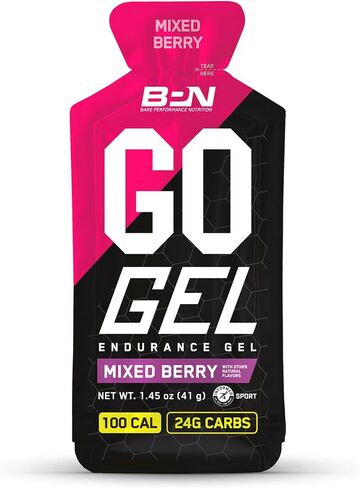 BARE PERFORMANCE NUTRITION, BPN Go Gel Endurance Gel, Vegan + Gluten Free Running Gel with 24g of Carbohydrates & 100 Calories per Gel Pack, 10 Single-Serving Gel Packs, Mixed Berry in Saudi Arabia