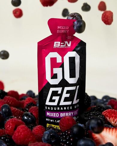 BARE PERFORMANCE NUTRITION, BPN Go Gel Endurance Gel, Vegan + Gluten Free Running Gel with 24g of Carbohydrates & 100 Calories per Gel Pack, 10 Single-Serving Gel Packs, Mixed Berry in Saudi Arabia