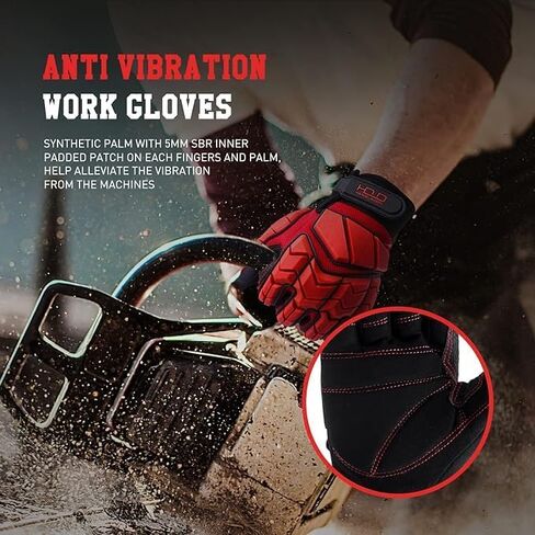 Anti Vibration Work Gloves Men TPR Impact Reducing Mechanic Gloves SBR Fingers & Palm Padded Safety Work Gloves in Kuwait