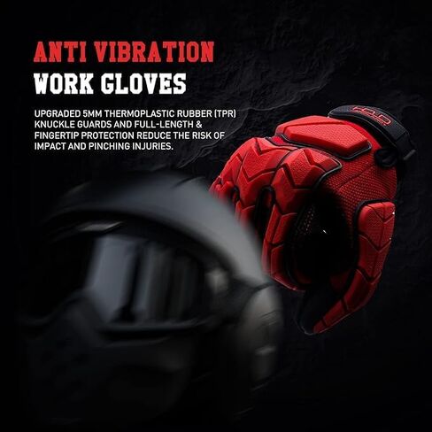Anti Vibration Work Gloves Men TPR Impact Reducing Mechanic Gloves SBR Fingers & Palm Padded Safety Work Gloves in Kuwait