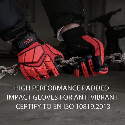 Anti Vibration Work Gloves Men TPR Impact Reducing Mechanic Gloves SBR Fingers & Palm Padded Safety Work Gloves in Kuwait