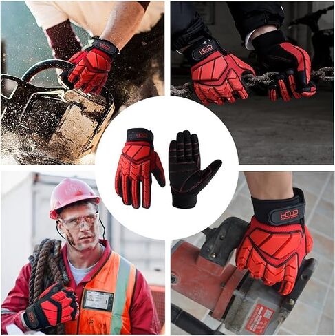 Anti Vibration Work Gloves Men TPR Impact Reducing Mechanic Gloves SBR Fingers & Palm Padded Safety Work Gloves in Kuwait