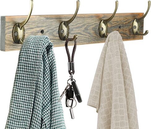 IBosins 12 Pack Antique Brass Coat Hooks Wall Mounted with 24 Screws Retro Double Hooks Utility Antique Brass Hooks for Coat, Scarf, Bag, Towel, Key, Cap, Cup, Hat in Saudi Arabia