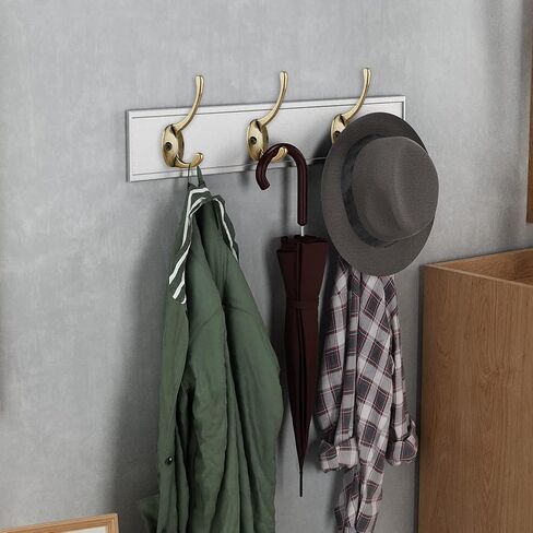 IBosins 12 Pack Antique Brass Coat Hooks Wall Mounted with 24 Screws Retro Double Hooks Utility Antique Brass Hooks for Coat, Scarf, Bag, Towel, Key, Cap, Cup, Hat in Saudi Arabia